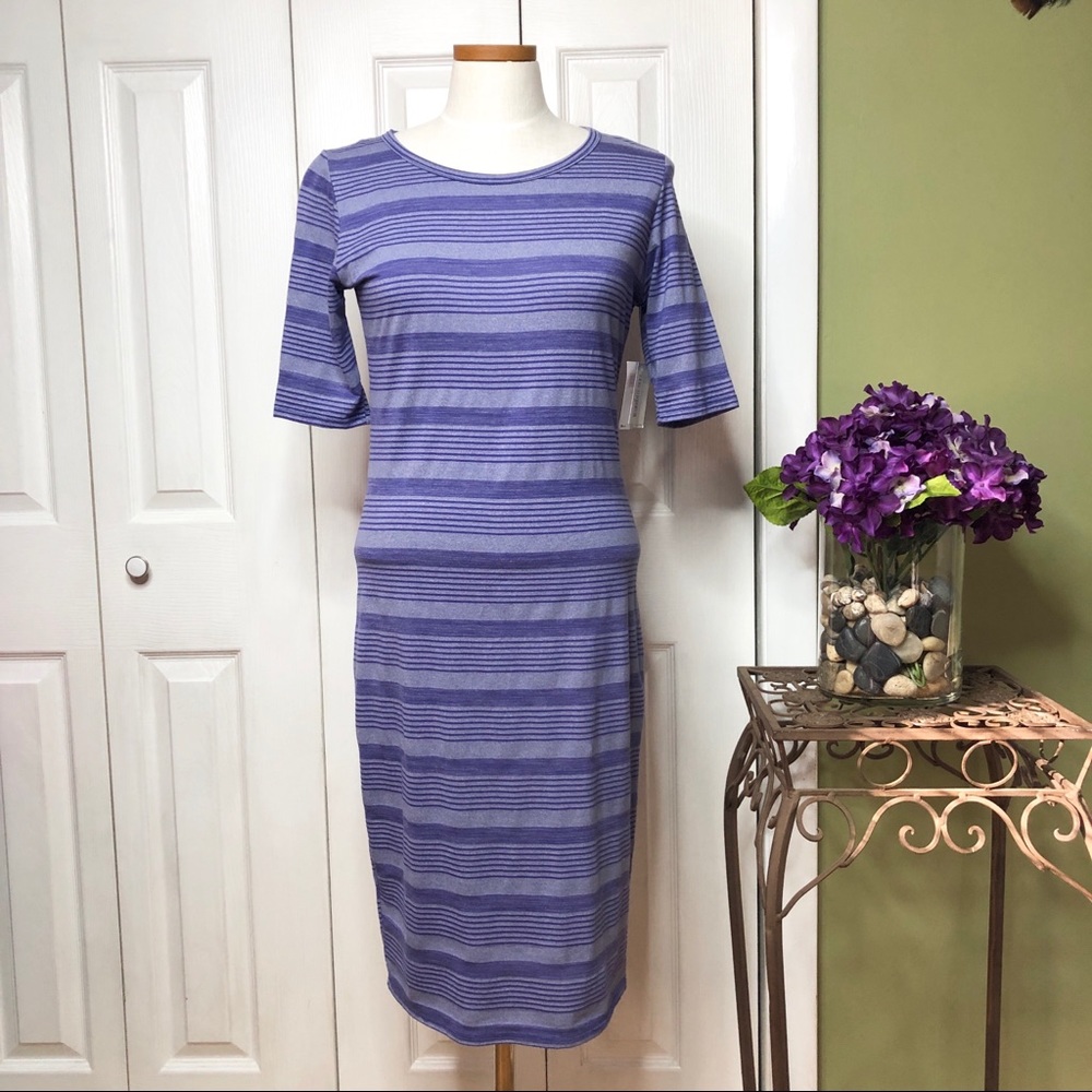 NWT cotton blend purple striped Julia